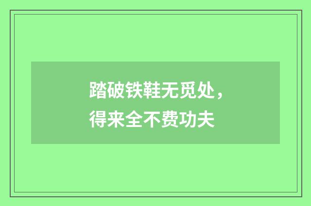 踏破铁鞋无觅处，得来全不费功夫