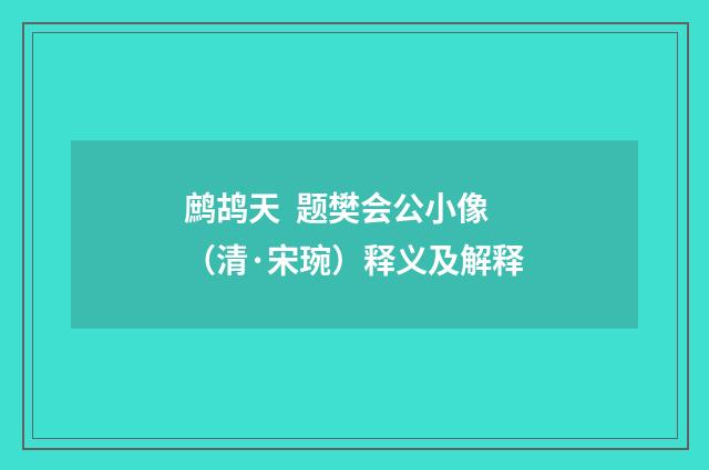 鹧鸪天  题樊会公小像（清·宋琬）释义及解释