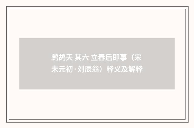鹧鸪天 其六 立春后即事（宋末元初·刘辰翁）释义及解释