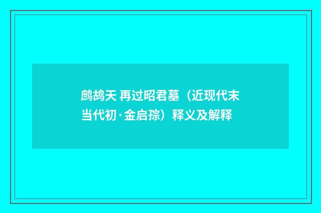 鹧鸪天 再过昭君墓（近现代末当代初·金启孮）释义及解释