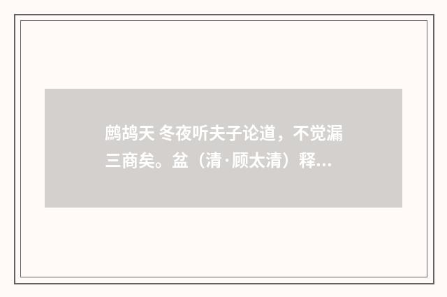 鹧鸪天 冬夜听夫子论道，不觉漏三商矣。盆（清·顾太清）释义及解释
