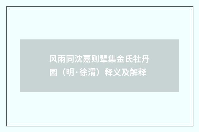 风雨同沈嘉则辈集金氏牡丹园（明·徐渭）释义及解释