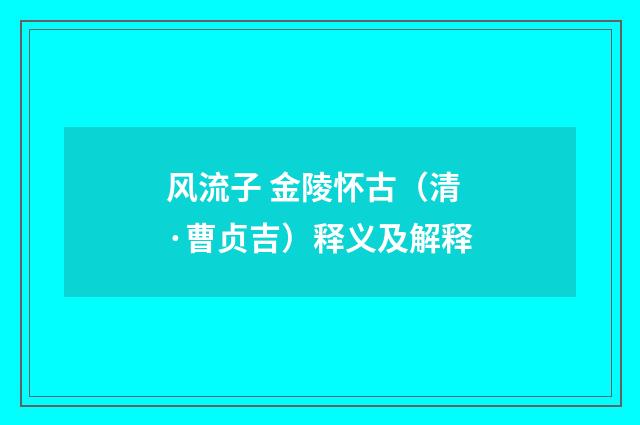 风流子 金陵怀古（清·曹贞吉）释义及解释