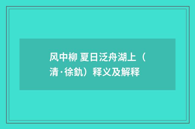 风中柳 夏日泛舟湖上（清·徐釚）释义及解释