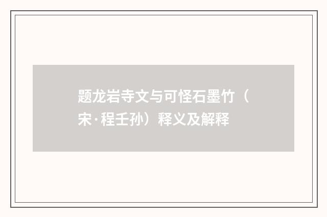 题龙岩寺文与可怪石墨竹（宋·程壬孙）释义及解释