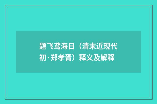 题飞鸢海日（清末近现代初·郑孝胥）释义及解释