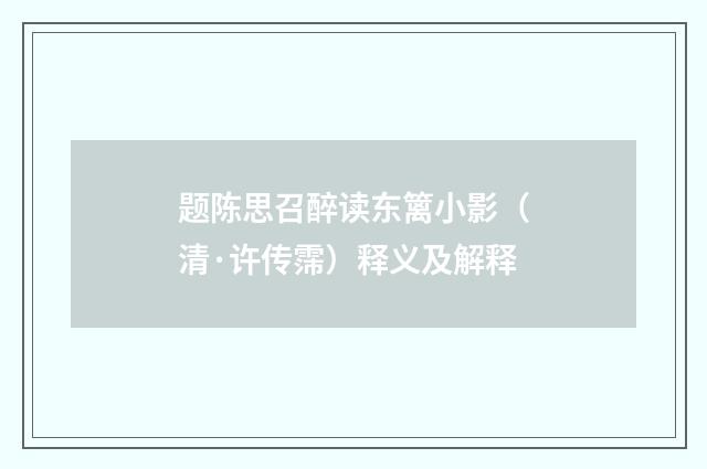 题陈思召醉读东篱小影（清·许传霈）释义及解释