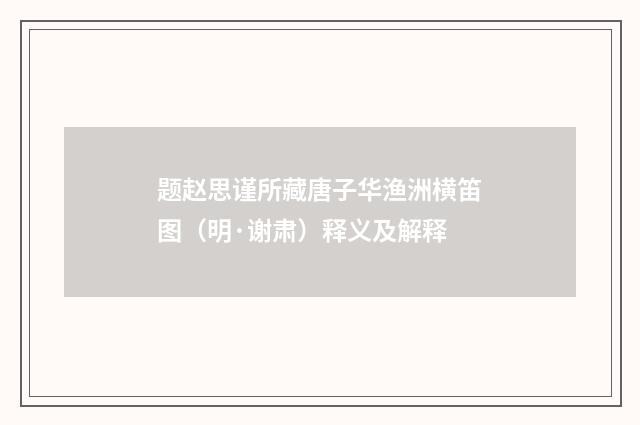题赵思谨所藏唐子华渔洲横笛图（明·谢肃）释义及解释