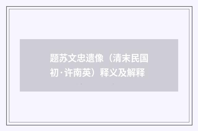 题苏文忠遗像（清末民国初·许南英）释义及解释