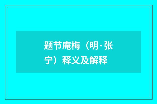 题节庵梅（明·张宁）释义及解释