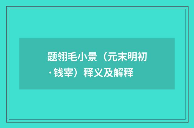 题翎毛小景（元末明初·钱宰）释义及解释