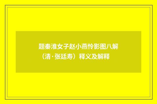 题秦淮女子赵小燕怜影图八解（清·张廷寿）释义及解释
