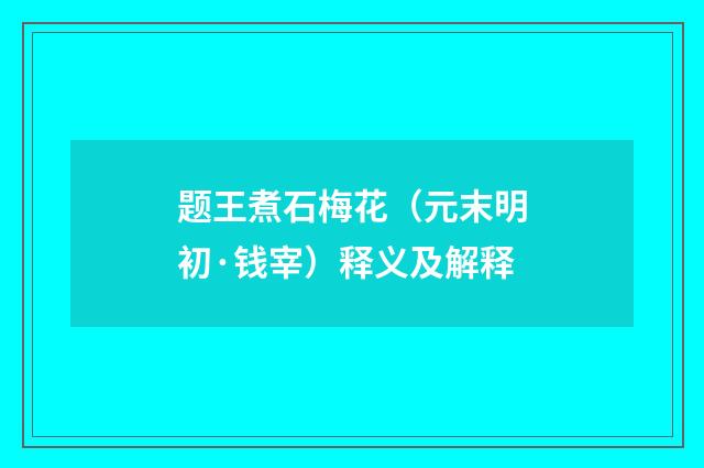 题王煮石梅花（元末明初·钱宰）释义及解释