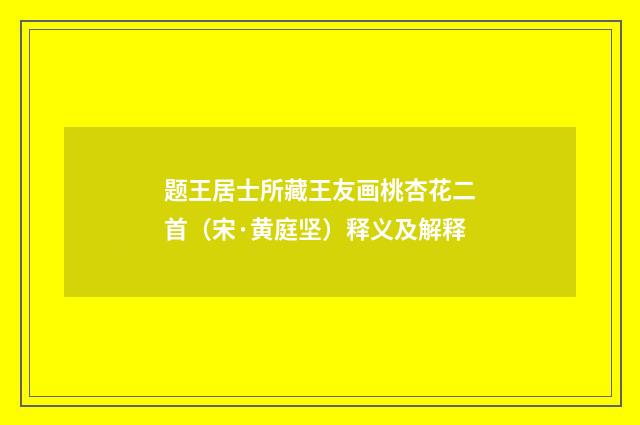 题王居士所藏王友画桃杏花二首（宋·黄庭坚）释义及解释