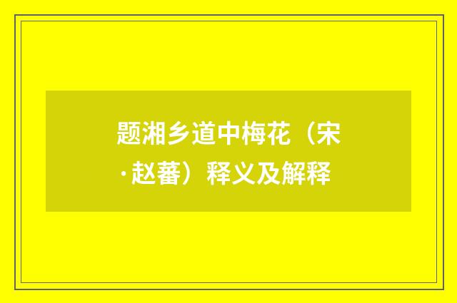 题湘乡道中梅花（宋·赵蕃）释义及解释