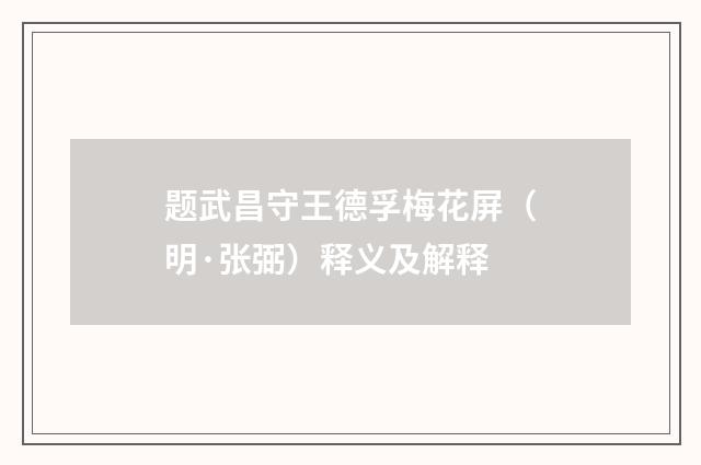 题武昌守王德孚梅花屏（明·张弼）释义及解释