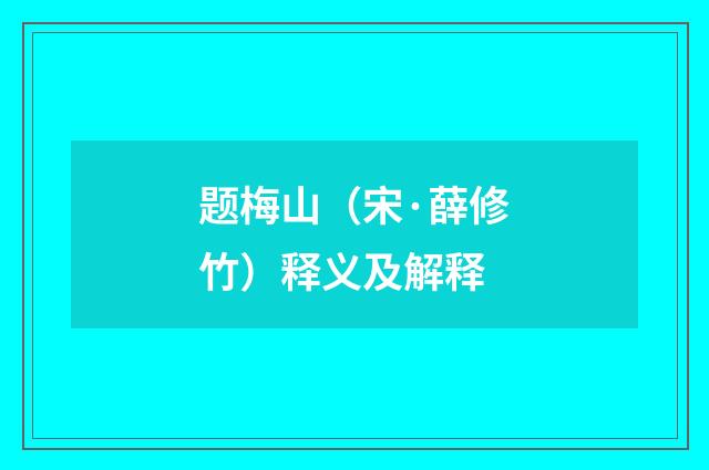 题梅山（宋·薛修竹）释义及解释