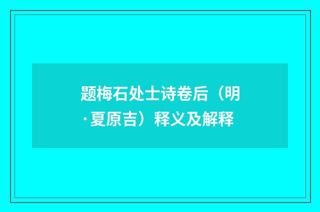 题梅石处士诗卷后（明·夏原吉）释义及解释