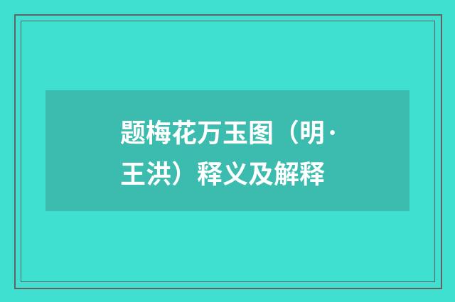 题梅花万玉图（明·王洪）释义及解释