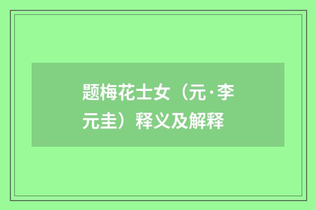 题梅花士女（元·李元圭）释义及解释