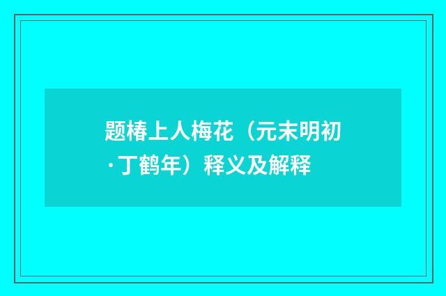题椿上人梅花（元末明初·丁鹤年）释义及解释