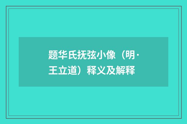 题华氏抚弦小像（明·王立道）释义及解释