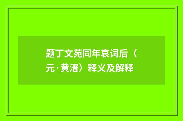 题丁文苑同年哀词后（元·黄溍）释义及解释