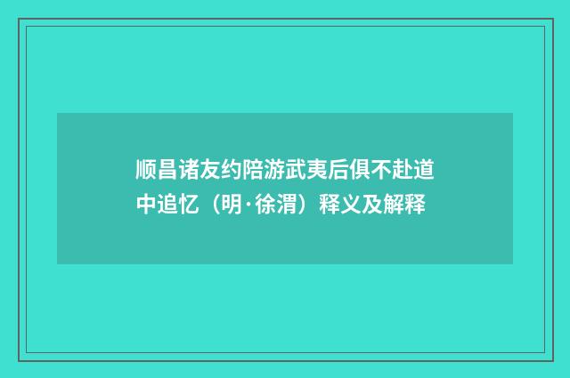 顺昌诸友约陪游武夷后俱不赴道中追忆（明·徐渭）释义及解释