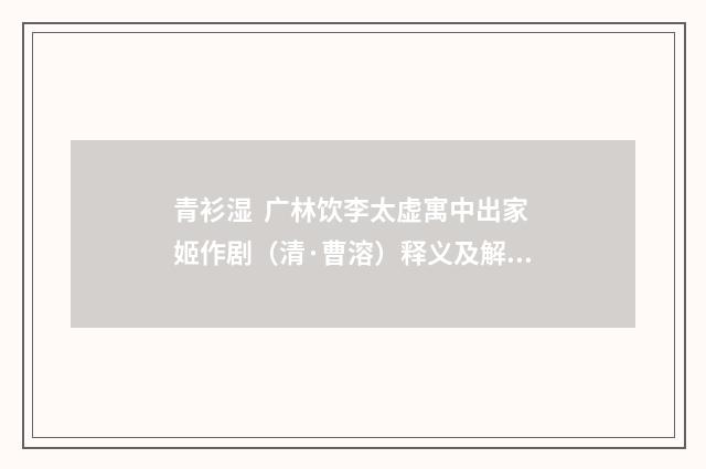 青衫湿  广林饮李太虚寓中出家姬作剧（清·曹溶）释义及解释