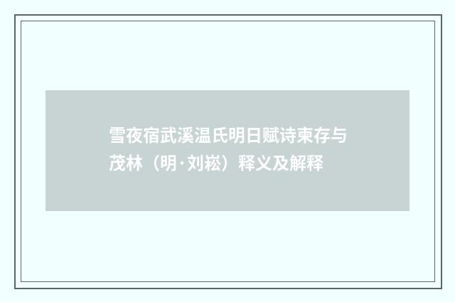 雪夜宿武溪温氏明日赋诗柬存与茂林（明·刘崧）释义及解释