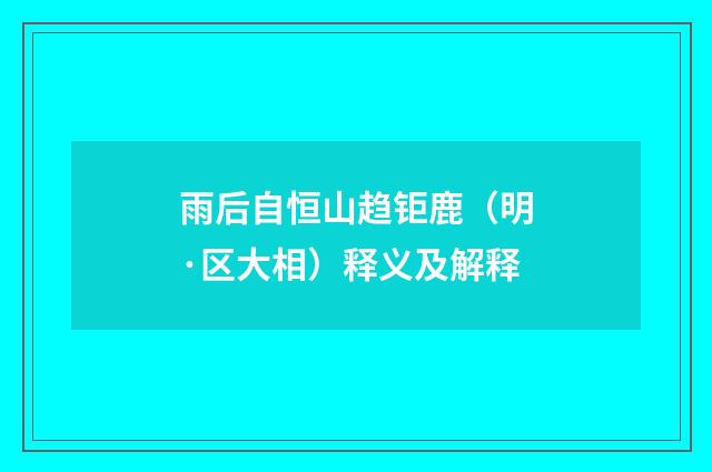 雨后自恒山趋钜鹿（明·区大相）释义及解释