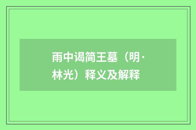 雨中谒简王墓（明·林光）释义及解释