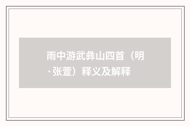 雨中游武彝山四首（明·张萱）释义及解释