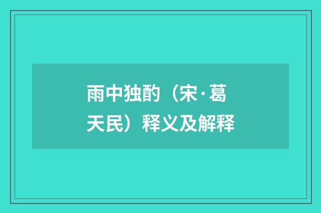 雨中独酌（宋·葛天民）释义及解释
