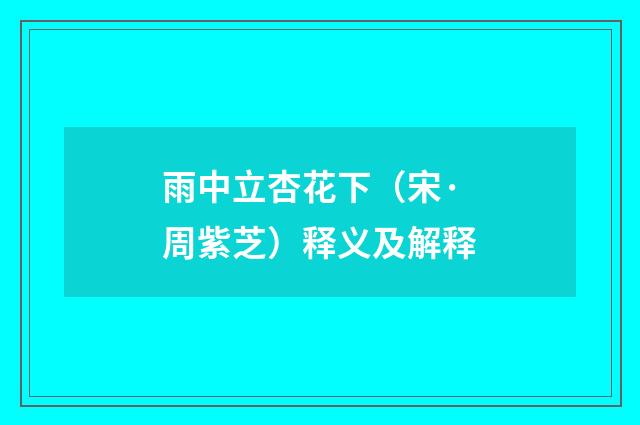 雨中立杏花下（宋·周紫芝）释义及解释