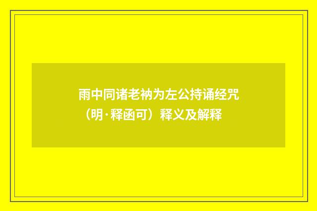 雨中同诸老衲为左公持诵经咒（明·释函可）释义及解释