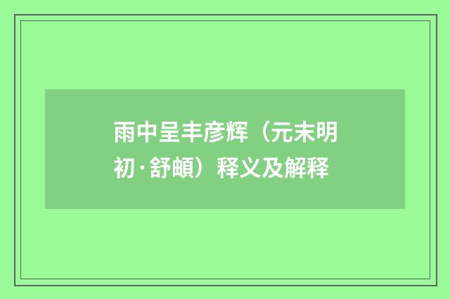 雨中呈丰彦辉（元末明初·舒頔）释义及解释