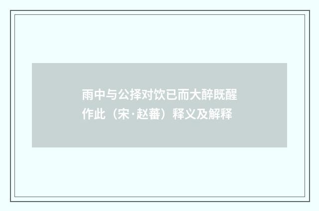 雨中与公择对饮已而大醉既醒作此（宋·赵蕃）释义及解释
