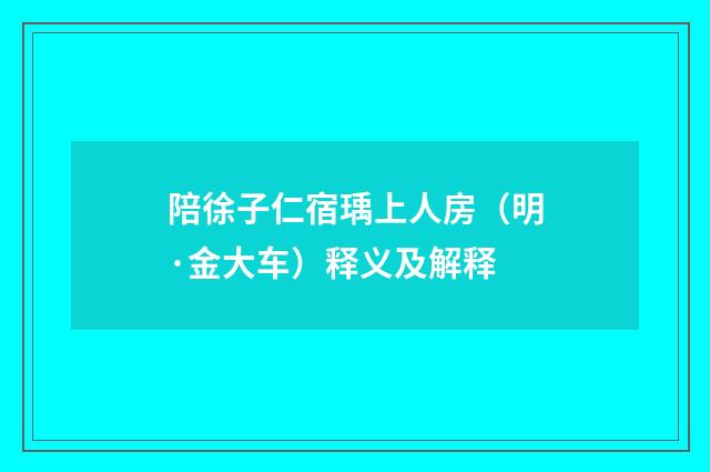 陪徐子仁宿瑀上人房（明·金大车）释义及解释