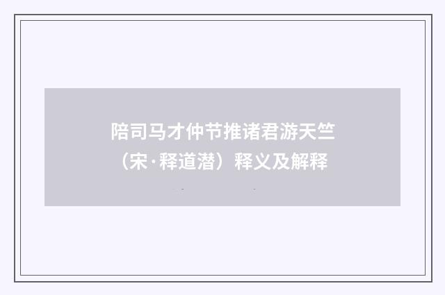 陪司马才仲节推诸君游天竺（宋·释道潜）释义及解释