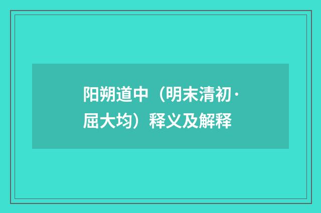 阳朔道中（明末清初·屈大均）释义及解释