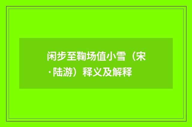 闲步至鞠场值小雪（宋·陆游）释义及解释