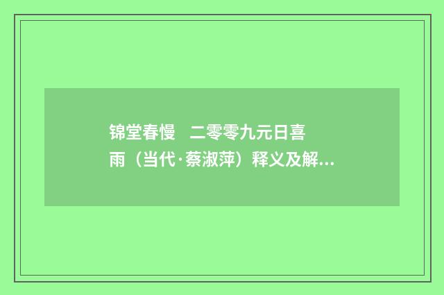 锦堂春慢    二零零九元日喜雨（当代·蔡淑萍）释义及解释