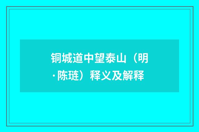 铜城道中望泰山（明·陈琏）释义及解释