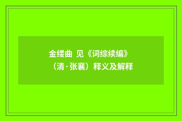 金缕曲  见《词综续编》（清·张襄）释义及解释