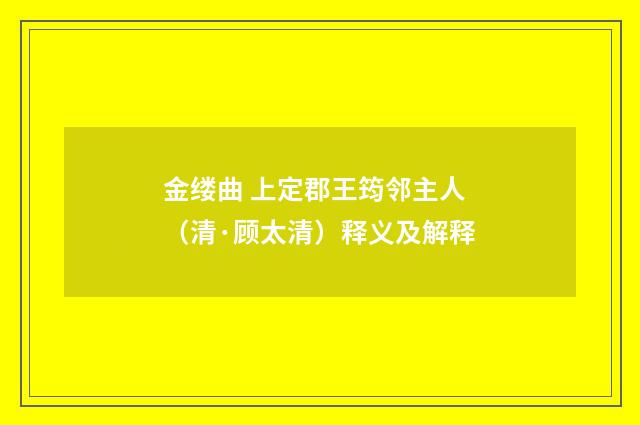 金缕曲 上定郡王筠邻主人（清·顾太清）释义及解释