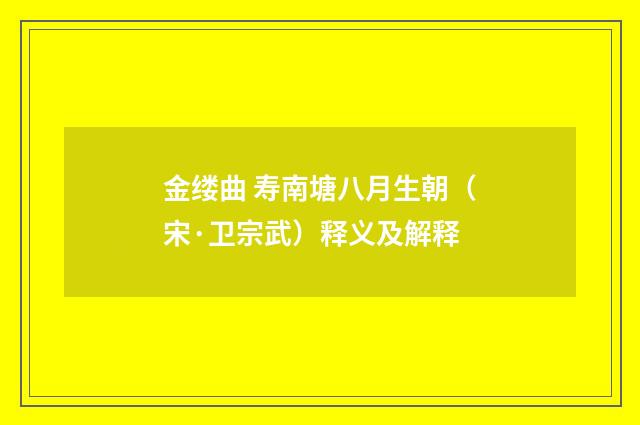 金缕曲 寿南塘八月生朝（宋·卫宗武）释义及解释
