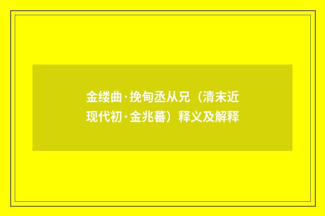 金缕曲·挽甸丞从兄（清末近现代初·金兆蕃）释义及解释