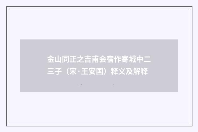 金山同正之吉甫会宿作寄城中二三子（宋·王安国）释义及解释