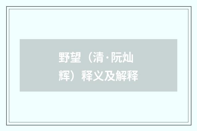 野望（清·阮灿辉）释义及解释